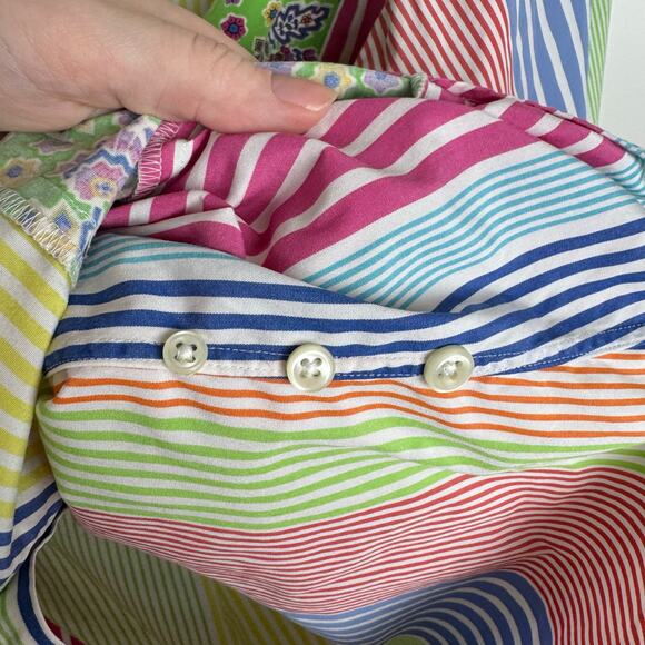 Ralph Lauren Mens VTG Patchwork Rainbow Colorblock Custom Fit Button Up Sz L - Picture 5 of 12